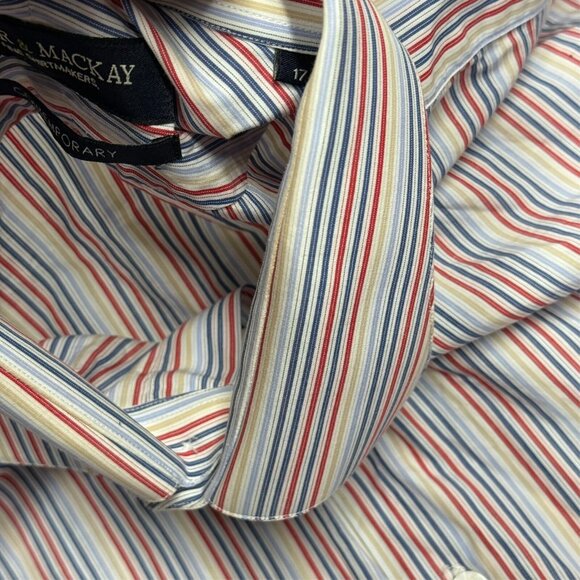 Spier & Mackay Contemporary Multicolor Striped Dress Shirt Cotton 43 17 XL - Picture 6 of 8